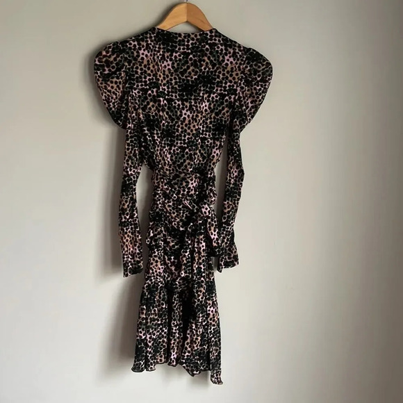 DVF  Viviette wrap-effect ruched printed stretch mesh mini dress - Picture 3 of 11